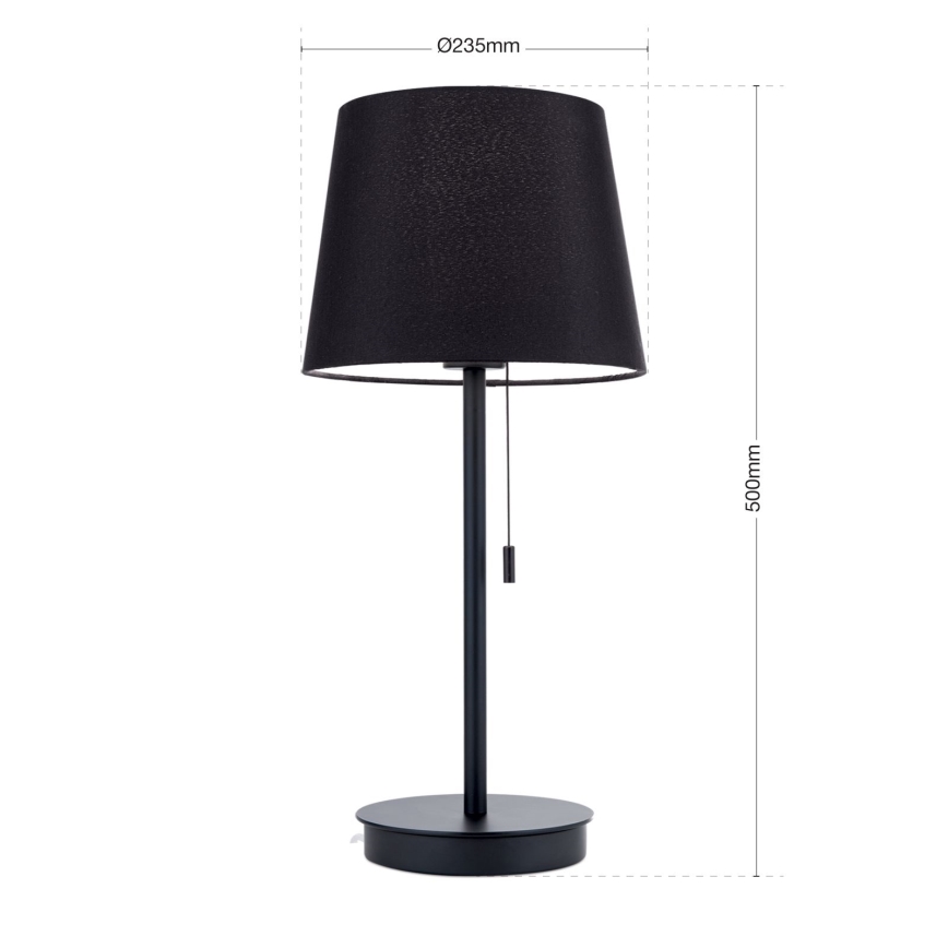 Stalinis šviestuvas su USB prievadu LUDWIG 1xE27/40W/230V 50 cm juoda