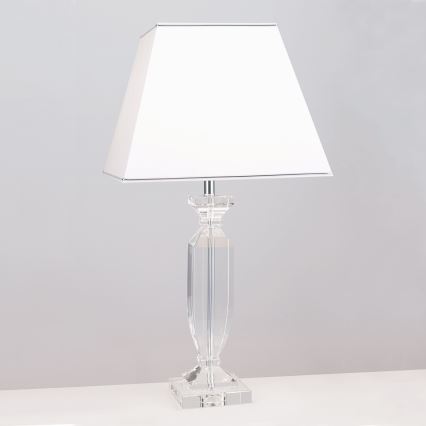 Krištolinis stalinis šviestuvas POKAL 1xE27/60W/230V balta/permatoma