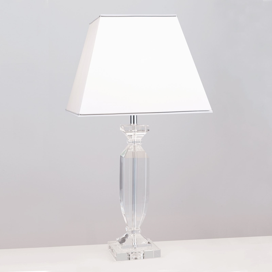 Krištolinis stalinis šviestuvas POKAL 1xE27/60W/230V balta/permatoma