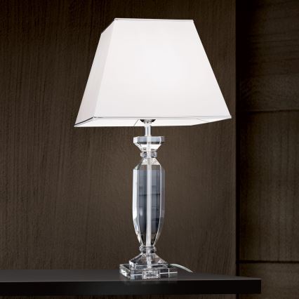 Krištolinis stalinis šviestuvas POKAL 1xE27/60W/230V balta/permatoma
