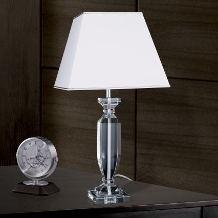 Krištolinis stalinis šviestuvas POKAL 1xE27/60W/230V balta/permatoma