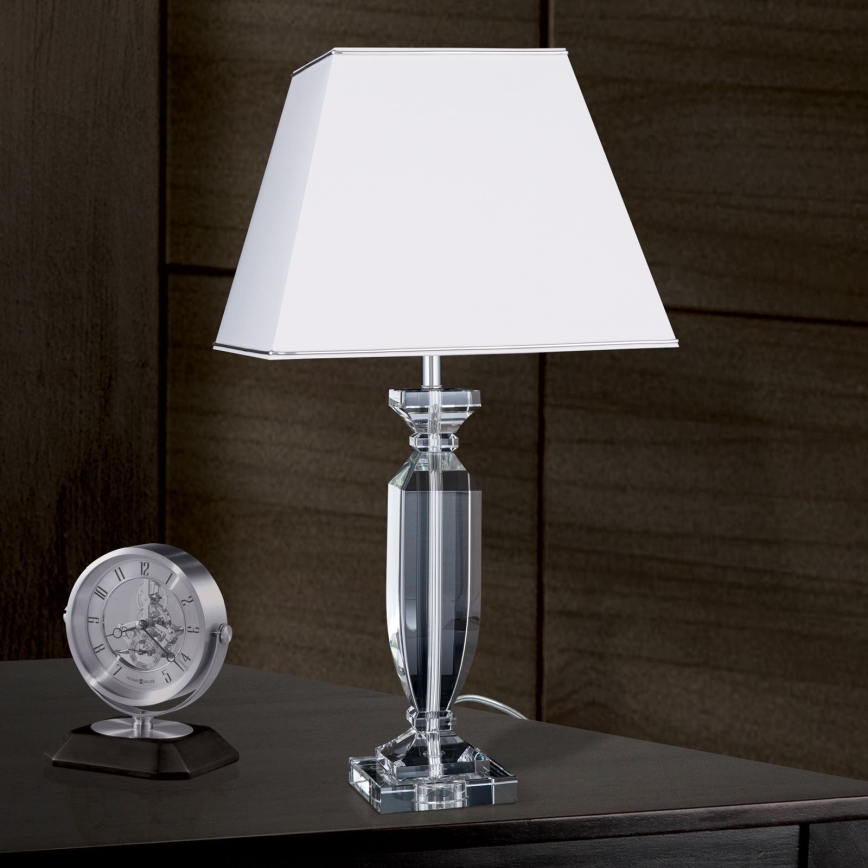 Krištolinis stalinis šviestuvas POKAL 1xE27/60W/230V balta/permatoma