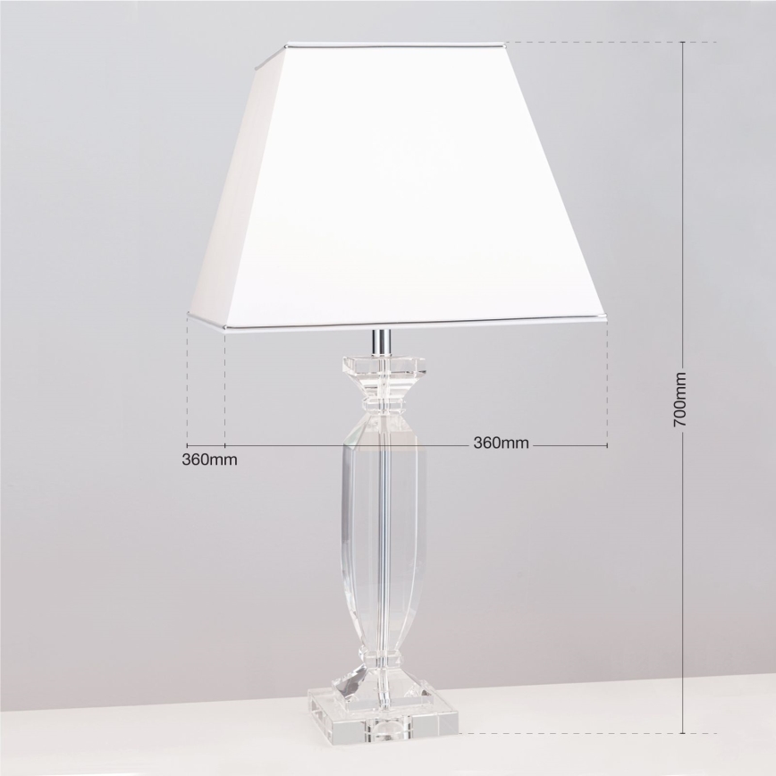 Krištolinis stalinis šviestuvas POKAL 1xE27/60W/230V balta/permatoma