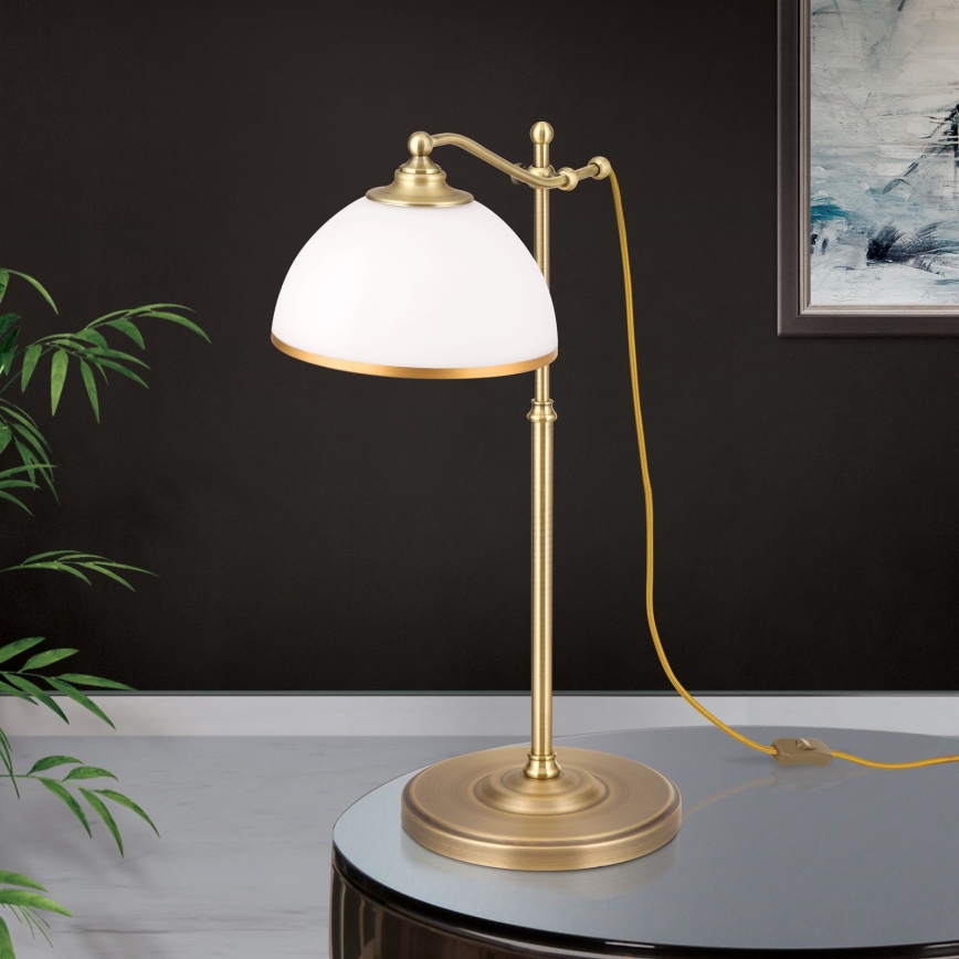 Stalinis šviestuvas OLD LAMP 1xE27/40W/230V 65 cm balta/žalvaris