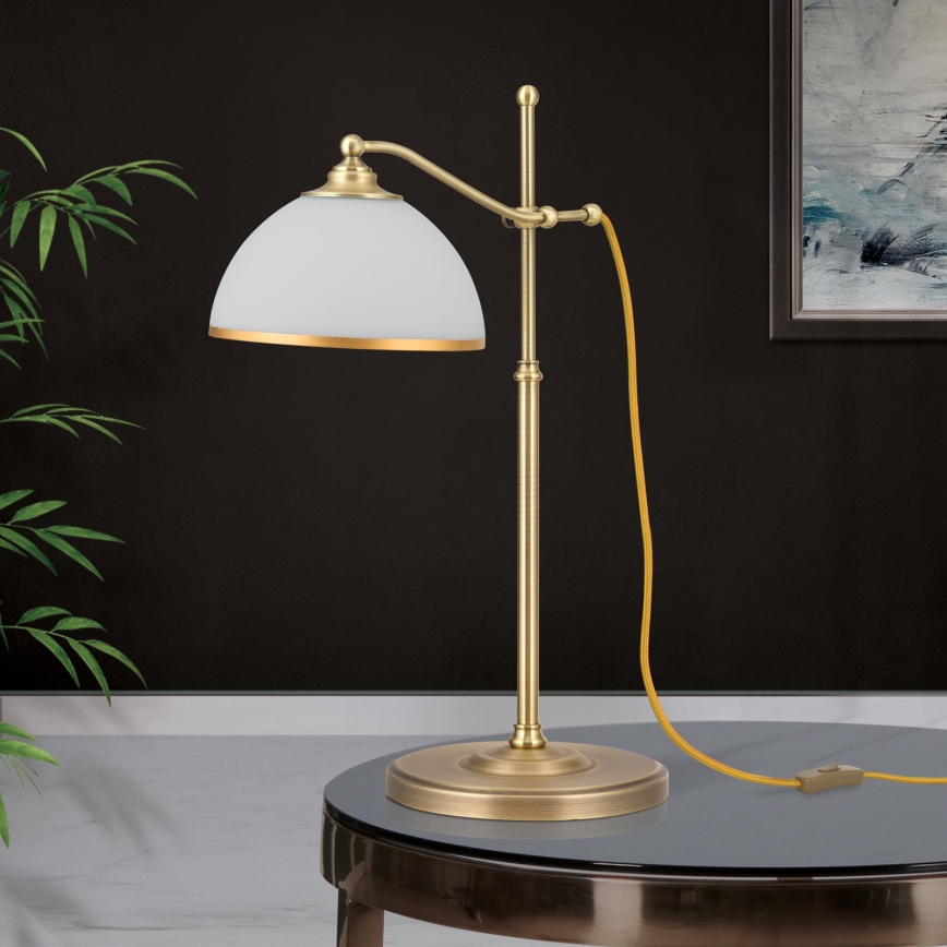 Stalinis šviestuvas OLD LAMP 1xE27/40W/230V 65 cm balta/žalvaris