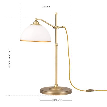 Stalinis šviestuvas OLD LAMP 1xE27/40W/230V 65 cm balta/žalvaris