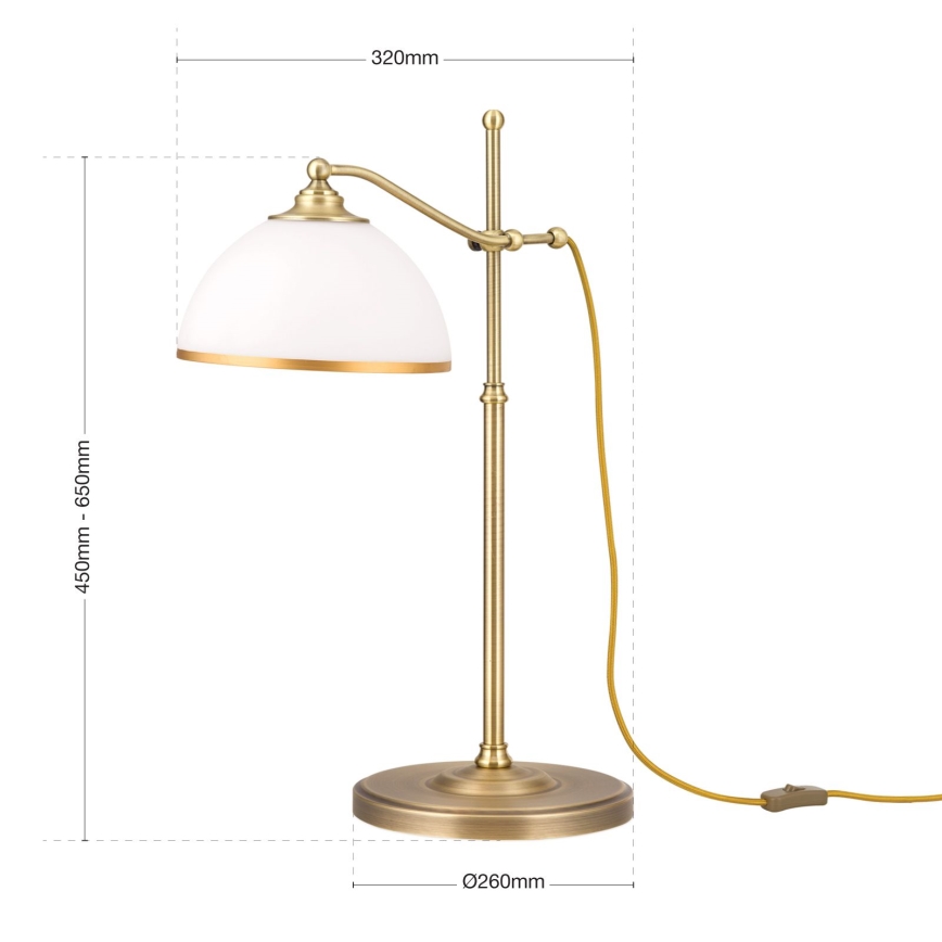 Stalinis šviestuvas OLD LAMP 1xE27/40W/230V 65 cm balta/žalvaris