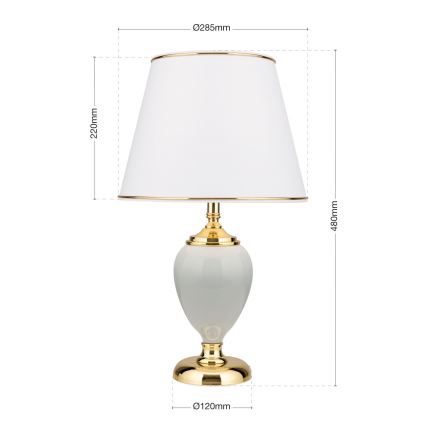 Stalinis šviestuvas OVUM 1xE27/40W/230V 48 cm keramika balta/auksas