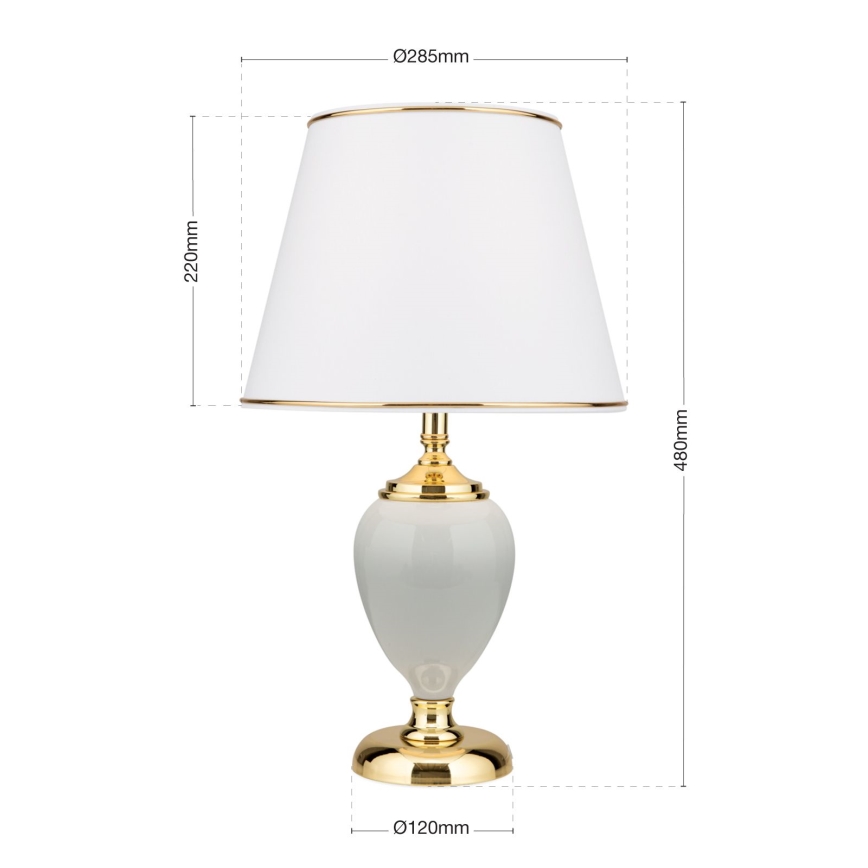 Stalinis šviestuvas OVUM 1xE27/40W/230V 48 cm keramika balta/auksas