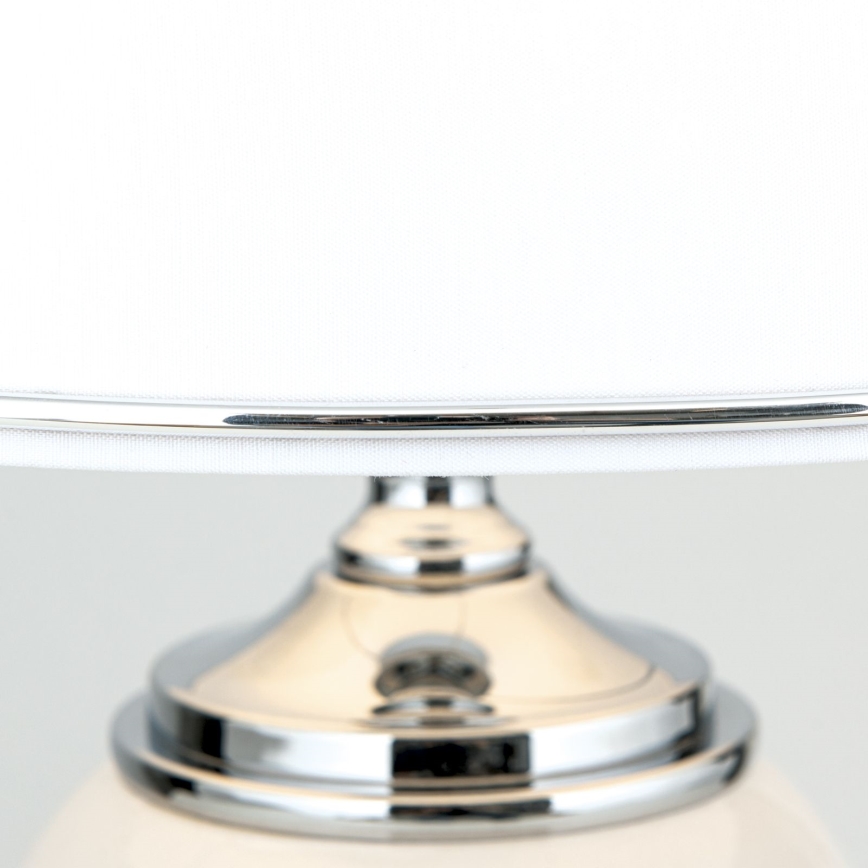 Stalinis šviestuvas OVUM 1xE27/40W/230V 48 cm keramika balta/blizgus chromas