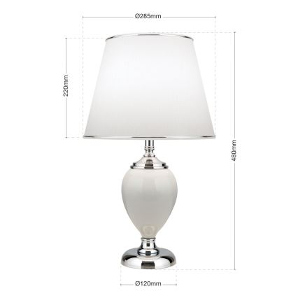 Stalinis šviestuvas OVUM 1xE27/40W/230V 48 cm keramika balta/blizgus chromas