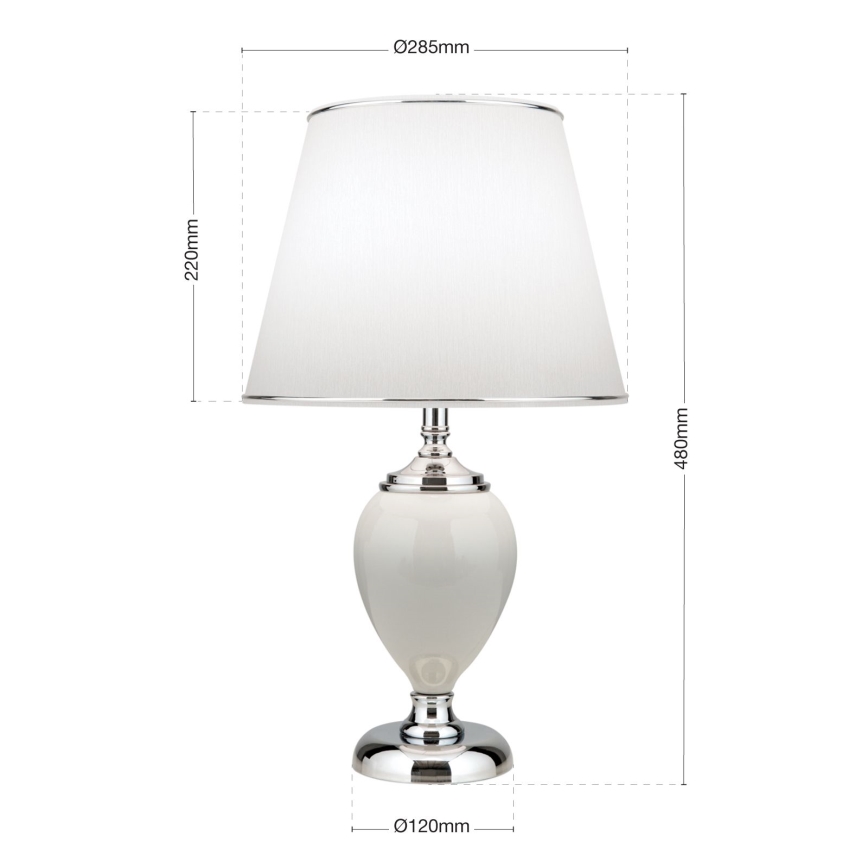Stalinis šviestuvas OVUM 1xE27/40W/230V 48 cm keramika balta/blizgus chromas