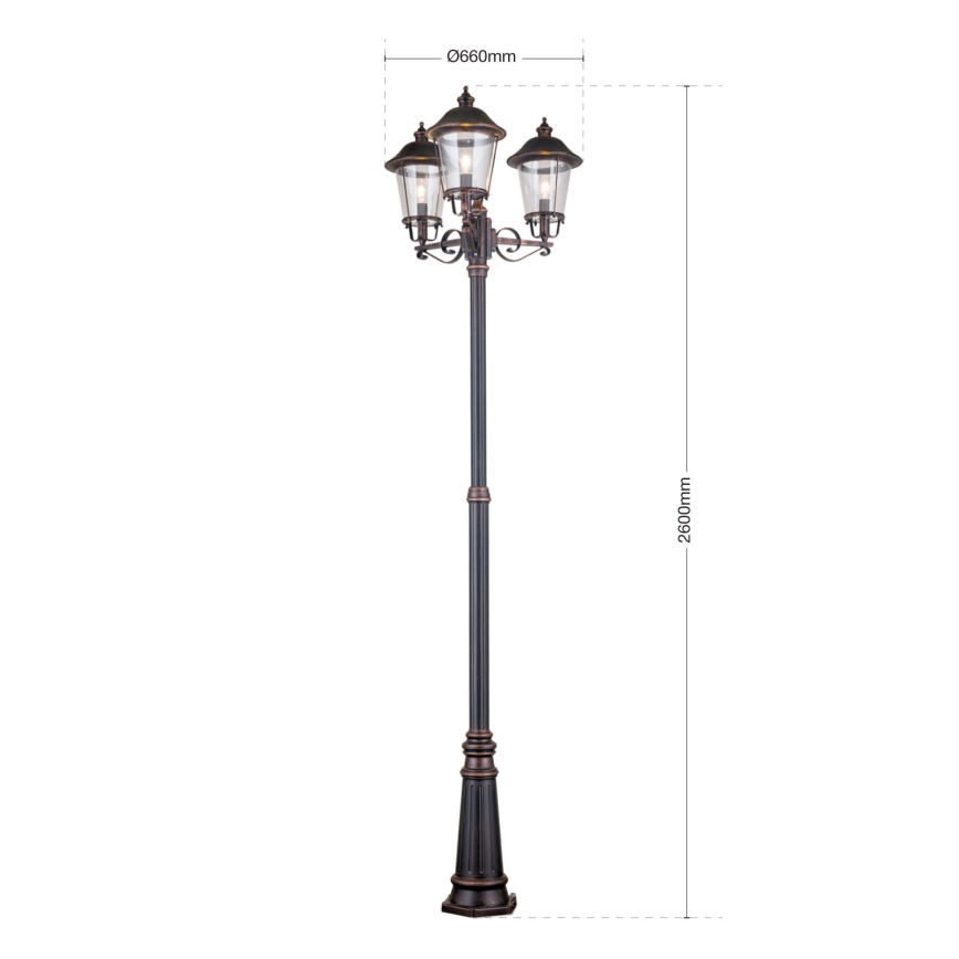 Lauko šviestuvas KENZO 3xE27/100W/230V IP44 bronza/patina