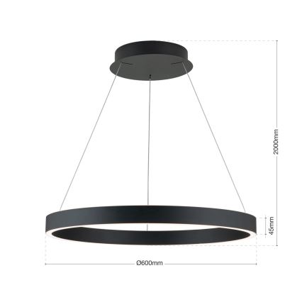dimeriuojamas LED pakabinamas šviestuvas ant laido KOLK LED/60W/230V 2700/3000/4000K skersmuo 60 cm juodas