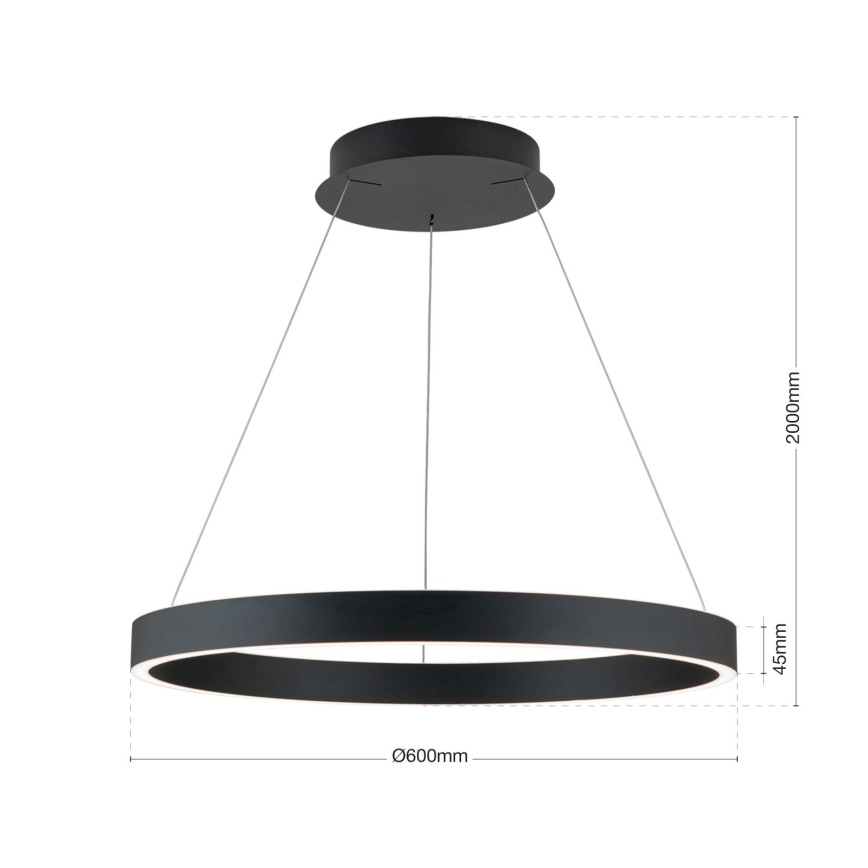 dimeriuojamas LED pakabinamas šviestuvas ant laido KOLK LED/60W/230V 2700/3000/4000K skersmuo 60 cm juodas