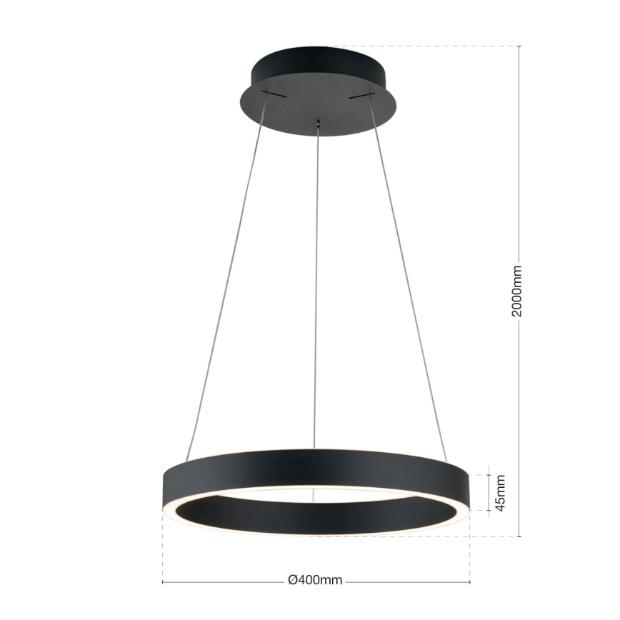 dimeriuojamas LED pakabinamas šviestuvas ant laido KOLK LED/40W/230V 2700/3000/4000K skers. 40 cm juodas