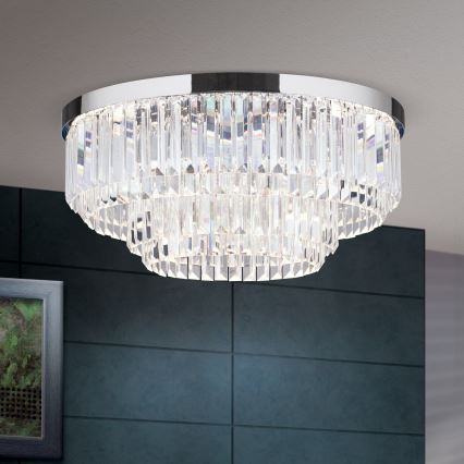 LED Reguliuojamas kristalinis lubų šviestuvas PRISM LED/80W/230V skersmuo 55 cm blizgus chromas