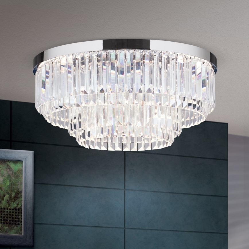 LED Reguliuojamas kristalinis lubų šviestuvas PRISM LED/80W/230V skersmuo 55 cm blizgus chromas