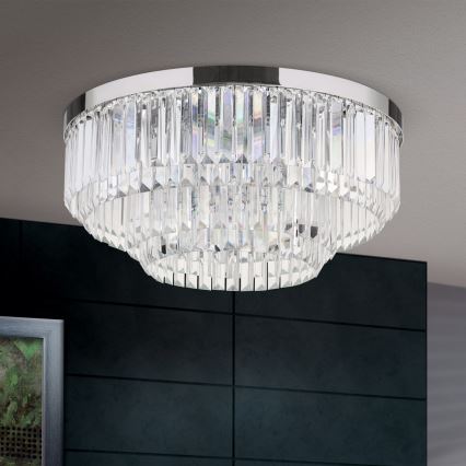 LED Reguliuojamas kristalinis lubų šviestuvas PRISM LED/80W/230V skersmuo 55 cm blizgus chromas