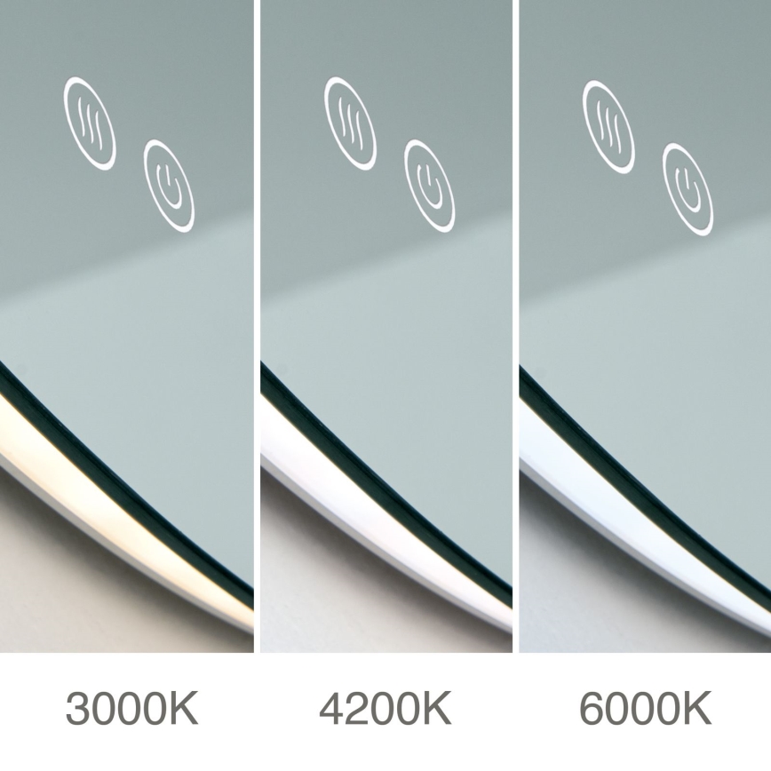 LED vonios kambario sieninis šildomas veidrodis su apšvietimu FOCUS LED/27W/230V 3000/4200/6000K, skersmuo 80 cm, IP44