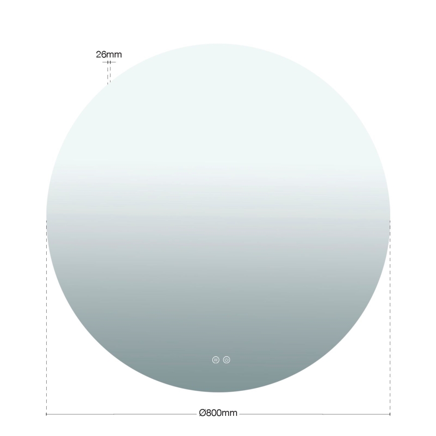 LED vonios kambario sieninis šildomas veidrodis su apšvietimu FOCUS LED/27W/230V 3000/4200/6000K, skersmuo 80 cm, IP44