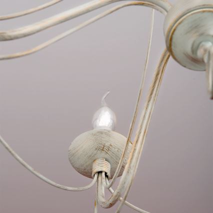Sietynas, kabinamas ant grandinės VELA 5xE14/40W/230V diametras 60 cm balta/auksas/patina