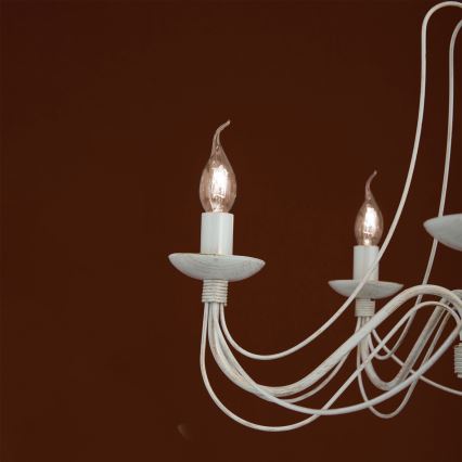 Sietynas, kabinamas ant grandinės VELA 5xE14/40W/230V diametras 60 cm balta/auksas/patina