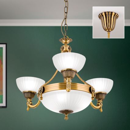 Sietynas, kabinamas ant grandinės ROCCA 6xE27/60W/230V diametras 64 cm bronza/balta