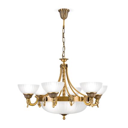 Sietynas, kabinamas ant grandinės ROCCA 9xE27/60W/230V diametras 75 cm bronza/balta