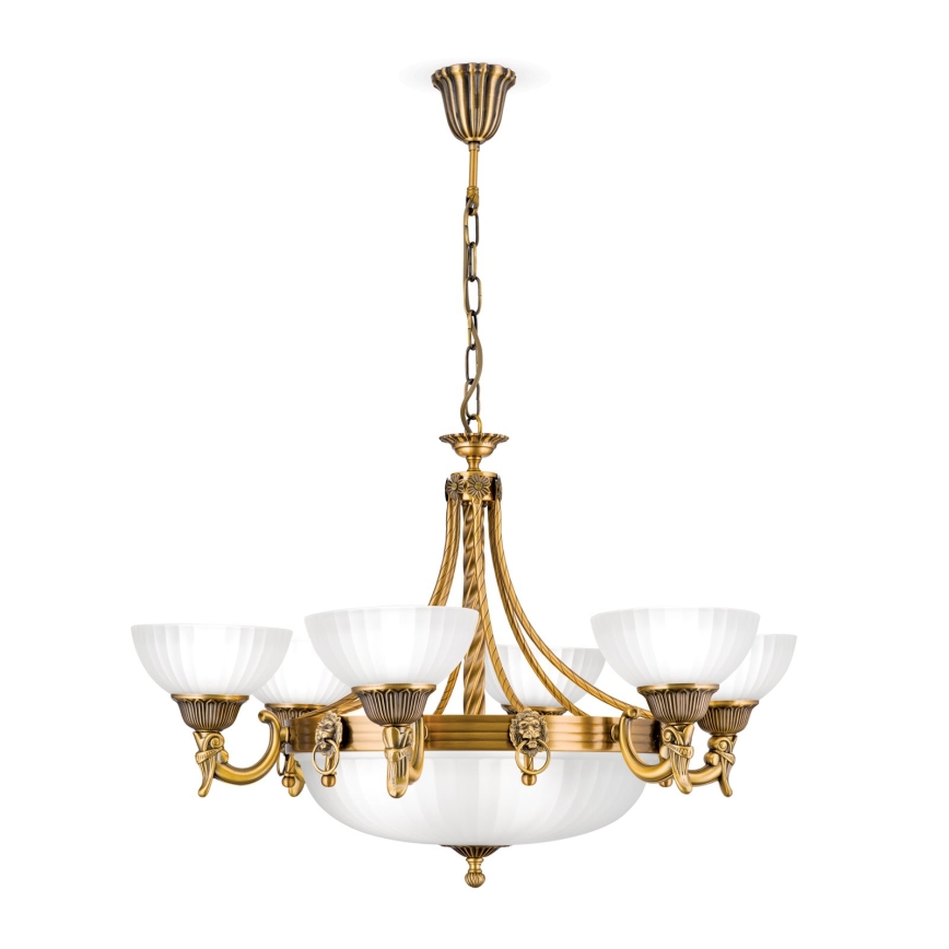 Sietynas, kabinamas ant grandinės ROCCA 9xE27/60W/230V diametras 75 cm bronza/balta