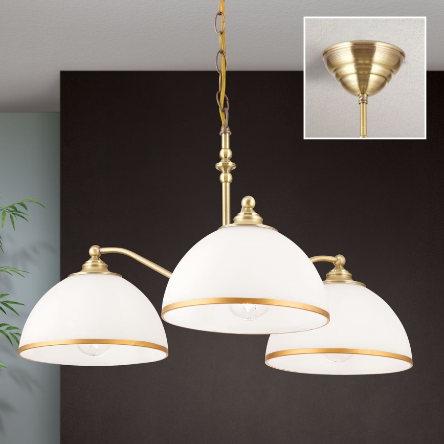 Sietynas, kabinamas ant grandinės OLD LAMP 3xE27/40W/230V diametras 65 cm balta/žalvaris