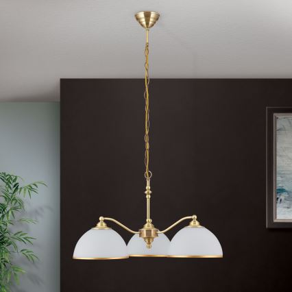 Sietynas, kabinamas ant grandinės OLD LAMP 3xE27/40W/230V diametras 65 cm balta/žalvaris
