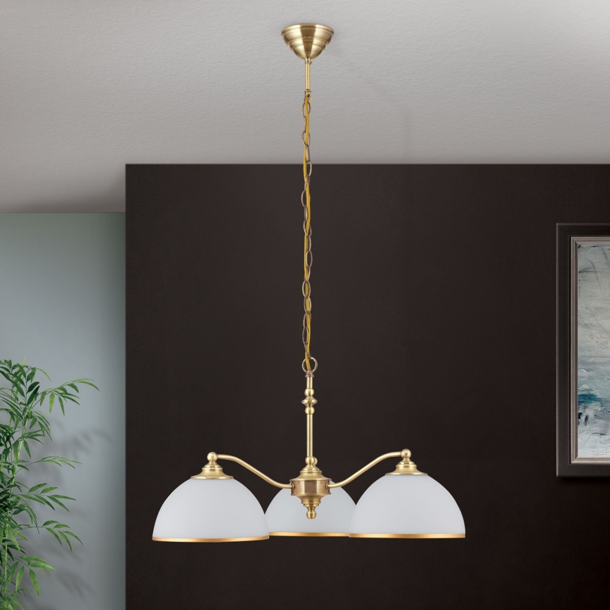 Sietynas, kabinamas ant grandinės OLD LAMP 3xE27/40W/230V diametras 65 cm balta/žalvaris