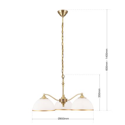 Sietynas, kabinamas ant grandinės OLD LAMP 3xE27/40W/230V diametras 65 cm balta/žalvaris