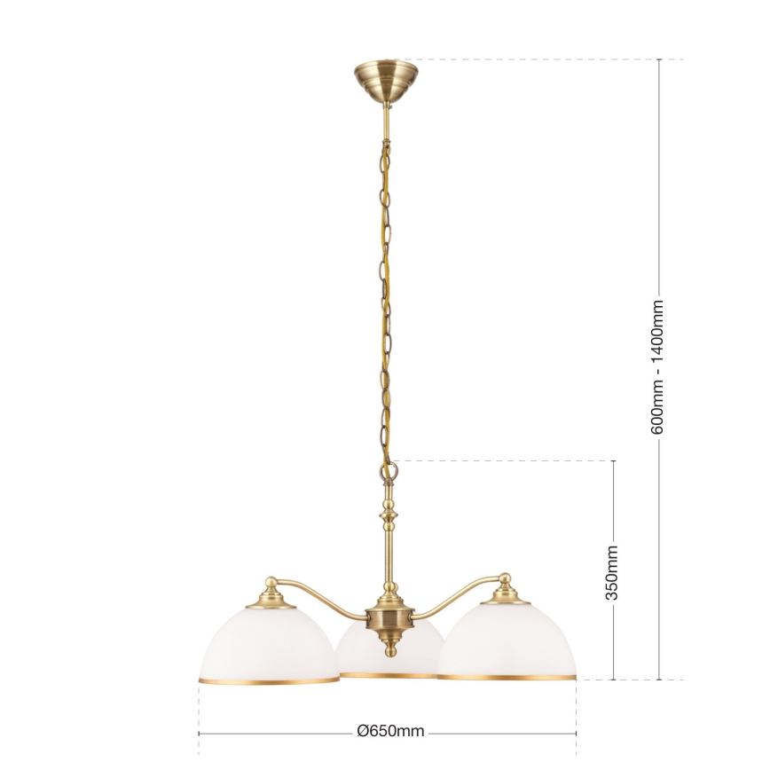 Sietynas, kabinamas ant grandinės OLD LAMP 3xE27/40W/230V diametras 65 cm balta/žalvaris