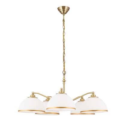 Sietynas, kabinamas ant grandinės OLD LAMP 5xE27/40W/230V diametras 75 cm balta/žalvaris