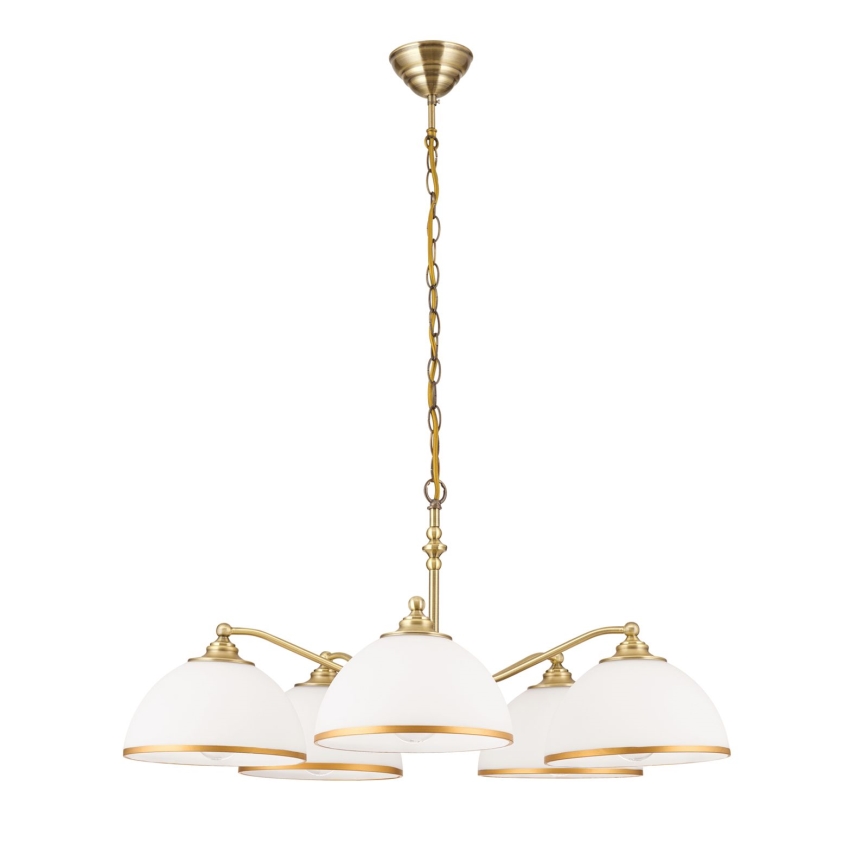 Sietynas, kabinamas ant grandinės OLD LAMP 5xE27/40W/230V diametras 75 cm balta/žalvaris