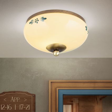 Lubinis šviestuvas LANDHAUS 1xE27/60W/230V skersmuo 21 cm bronzinė/kreminė/mėlyna