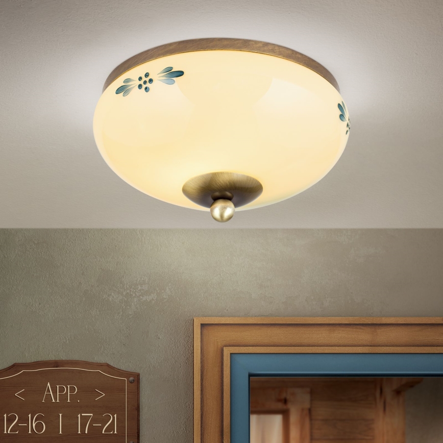 Lubinis šviestuvas LANDHAUS 1xE27/60W/230V skersmuo 21 cm bronzinė/kreminė/mėlyna