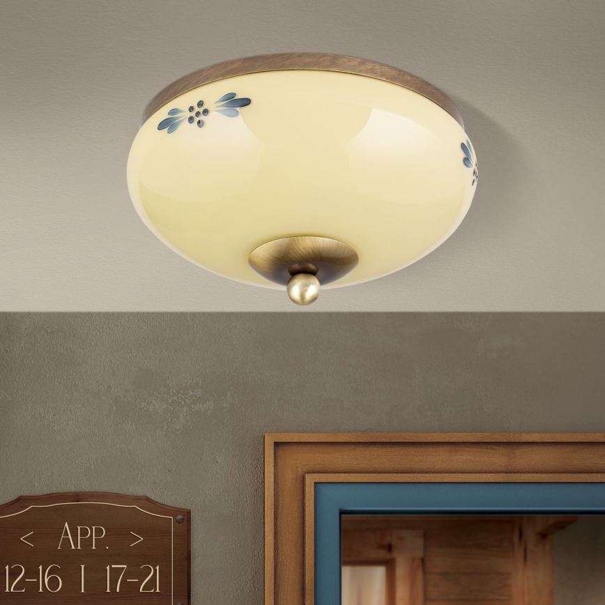 Lubinis šviestuvas LANDHAUS 1xE27/60W/230V skersmuo 21 cm bronzinė/kreminė/mėlyna