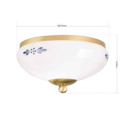 Lubinis šviestuvas LANDHAUS 1xE27/60W/230V Ø 21 cm žalvaris/balta/mėlyna