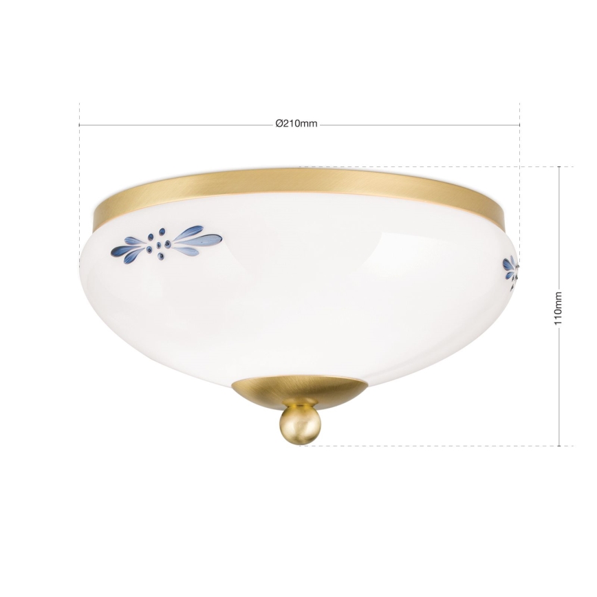Lubinis šviestuvas LANDHAUS 1xE27/60W/230V Ø 21 cm žalvaris/balta/mėlyna
