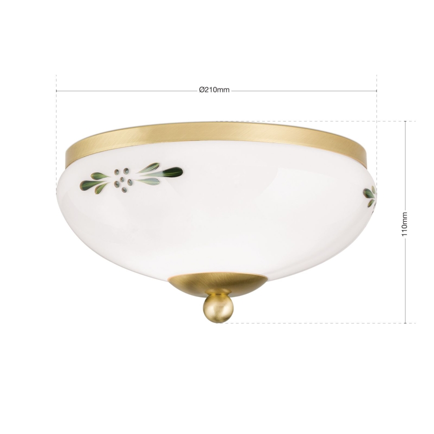 Lubinis šviestuvas LANDHAUS 1xE27/60W/230V Ø 21 cm žalvaris/balta/žalia