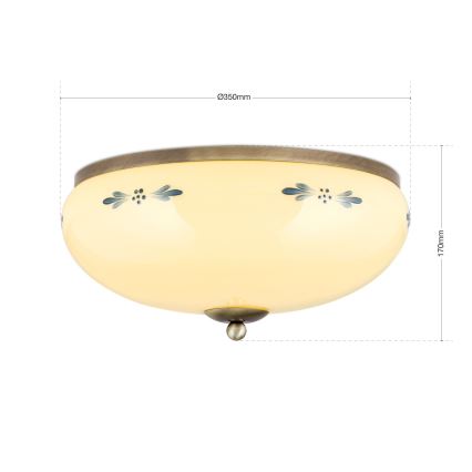 Lubinis šviestuvas LANDHAUS 3xE27/60W/230V Ø 35 cm bronzinė/smėlinė/mėlyna