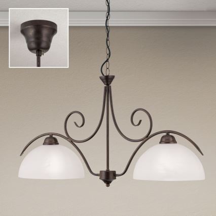 pakabinama liustra ant grandinės RULA 2xE27/40W/230V balta/bronzinė