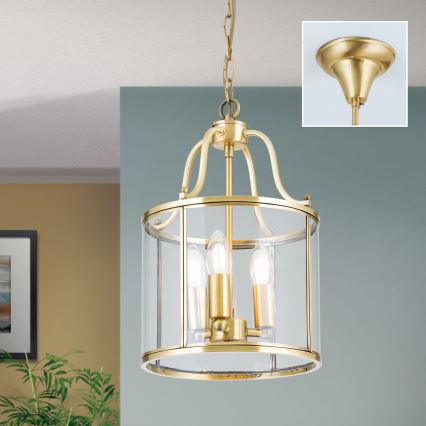 Pakabinamas sietynas BRUNO su grandine 3xE14/40W/230V skersmuo 25 cm auksinis