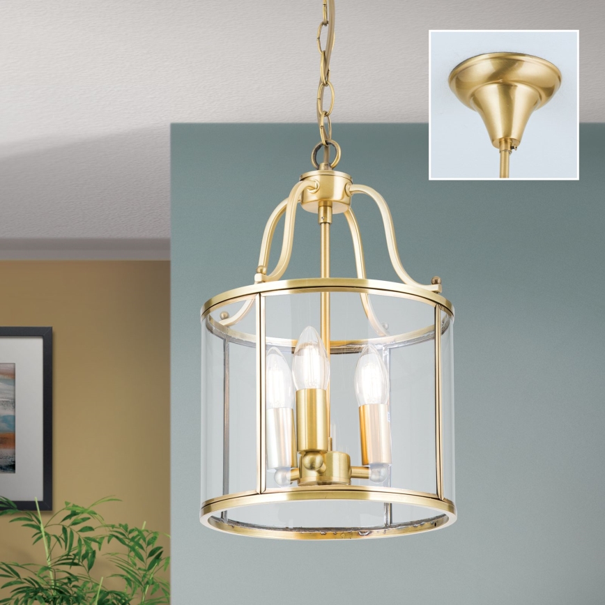 Pakabinamas sietynas BRUNO su grandine 3xE14/40W/230V skersmuo 25 cm auksinis