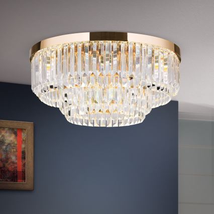 LED Pritemdomi krištoliniai lubiniai šviestuvai PRISM LED/80W/230V diametras 55 cm 24K auksas