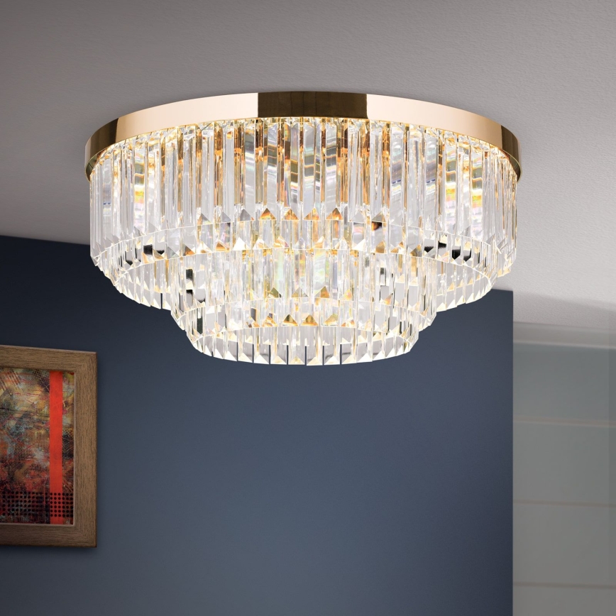 LED Pritemdomi krištoliniai lubiniai šviestuvai PRISM LED/80W/230V diametras 55 cm 24K auksas