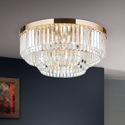 LED Pritemdomi krištoliniai lubiniai šviestuvai PRISM LED/80W/230V diametras 55 cm 24K auksas